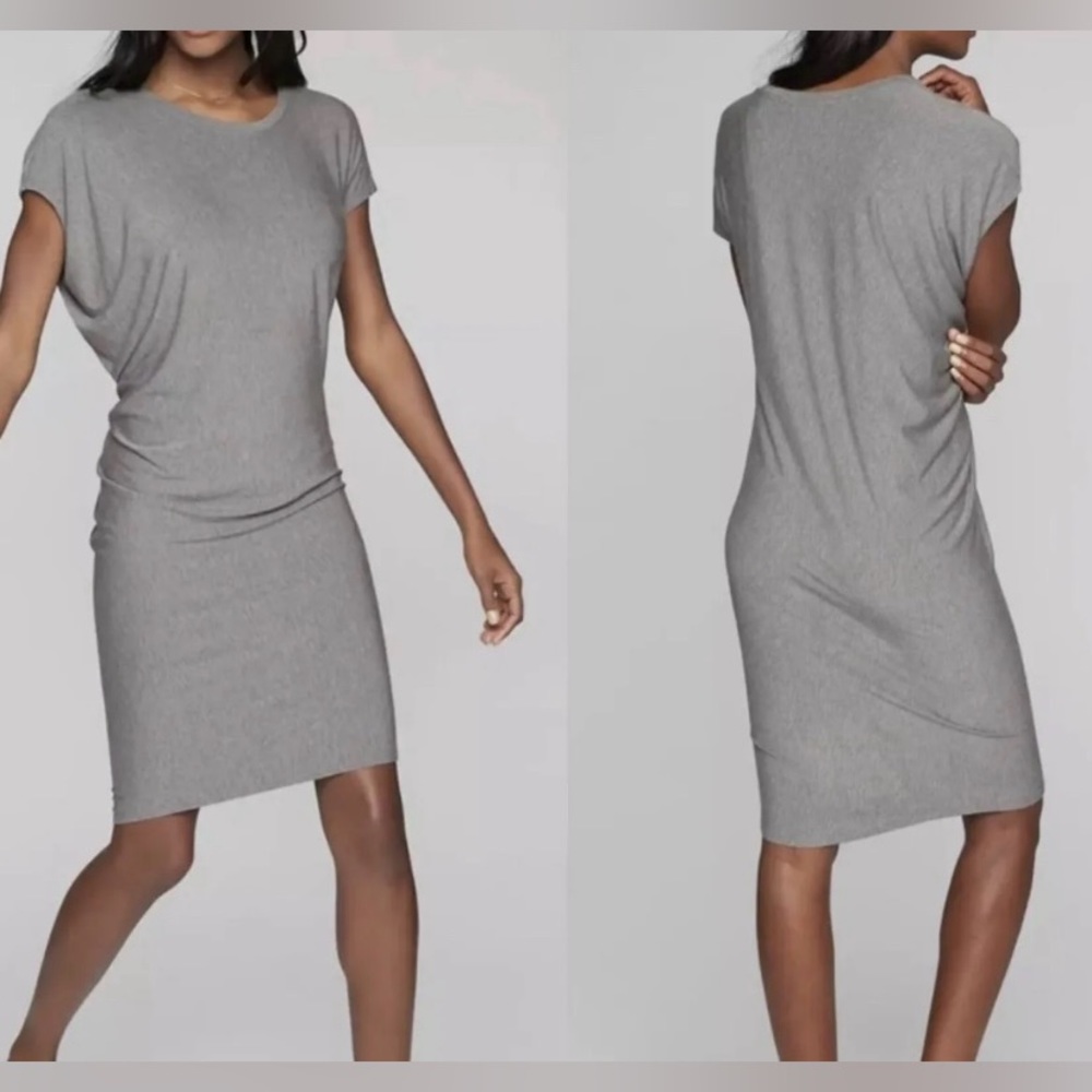 ATHLETA Sunlover Grey Asymmetrical jersey Midi Dress women’s size S